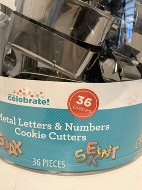 WAY TO CELEBRATE 36 Pc. ALPHABET & NUMBERS STAINLESS STEEL COOKIE CUTTER SET NEW